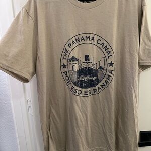 Beige Panama Canal Graphic Short-Sleeve Men’s T-Shirt